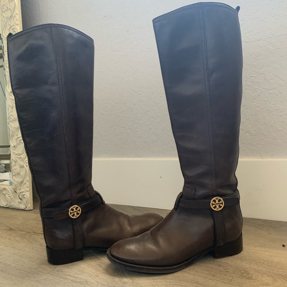 Tory Burch Dark Brown Leather Riding Boots